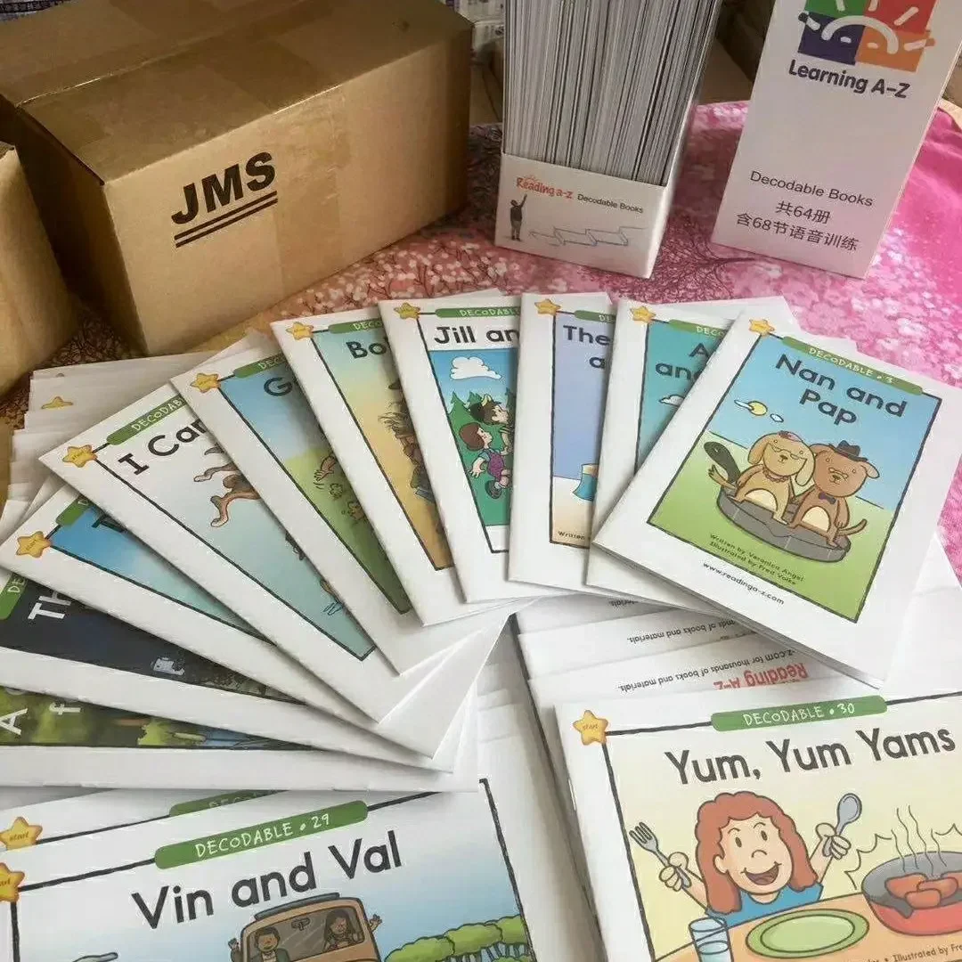 64 książki/zestaw Raz Dekodowalne historie foniki Nauka pomagania dziecku w czytaniu foniki Angielska książka przygodowa