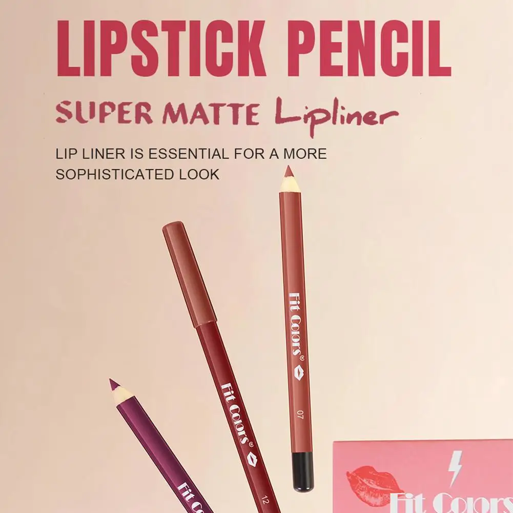 ชุดดินสอเขียนขอบปากเนื้อแมท 12 สีใหม่ กันน้ำ สีแดงกุหลาบ ติดทนนาน แต่งหน้าสีชมพู ดินสอเขียนขอบปากสีสวย ลิปสติกเซ็กซี่ L2S5