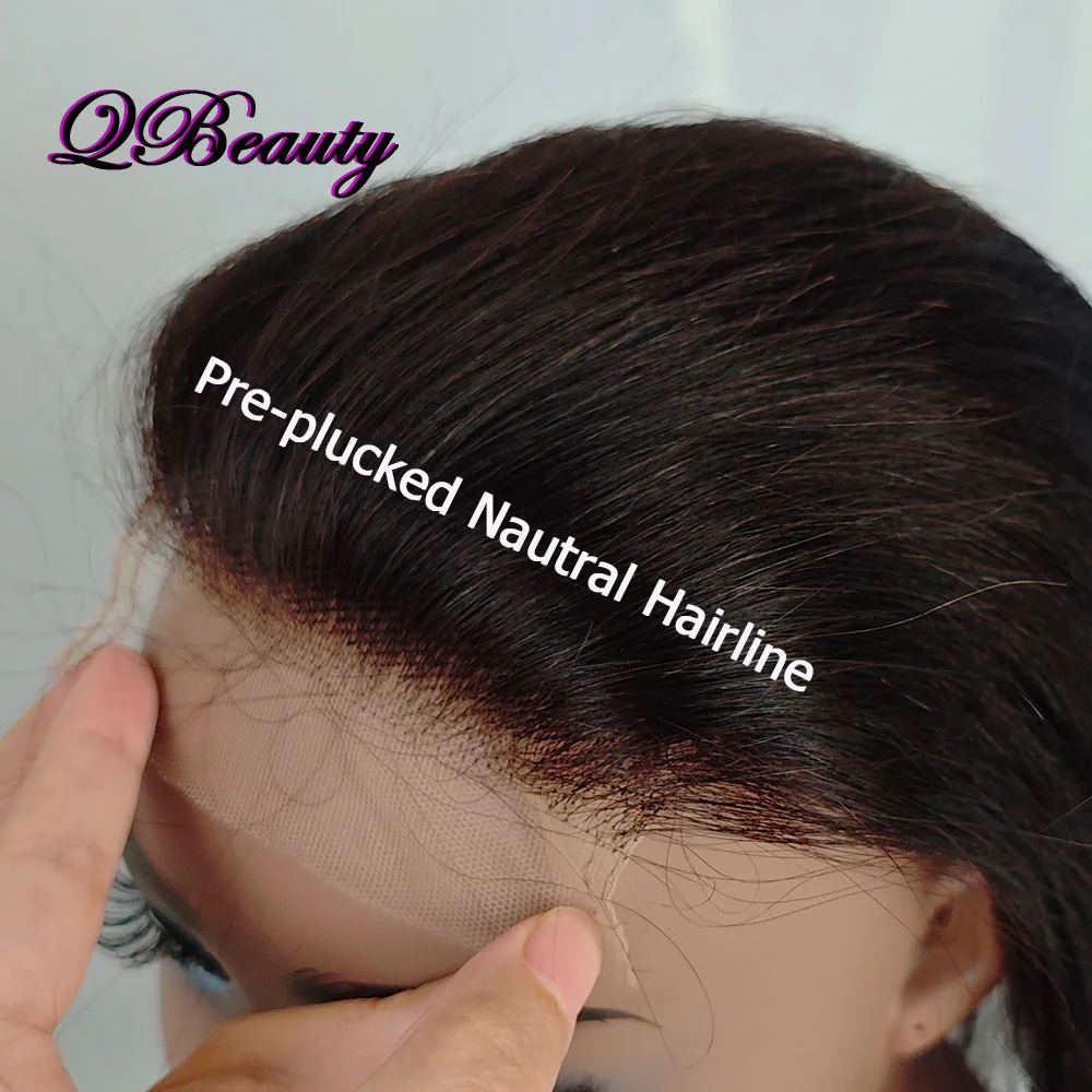 Black Human Hair 4x4 Lace Closure Pre-plucked Transparent Lace Free Part 22 inch Straight Soft Indian Hair QBeauty