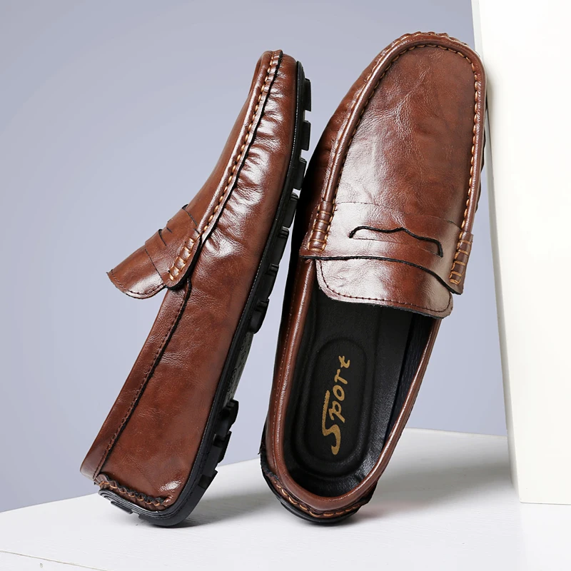 Brand Gentlemen's Versatile Business Leather Shoes High-quality Low Cut Soft Sole Comfort Walking Shoes Fashionable Mens Loafers