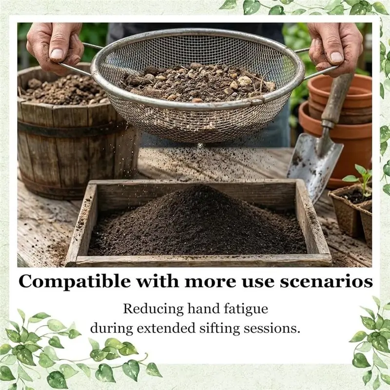 A25F-3PCS Soil Sifter For Gardening With Handles - Rock Compost Dirt Sifter For 5 Gallon Bucket, 1/4In,1/8In,3/8In Mesh