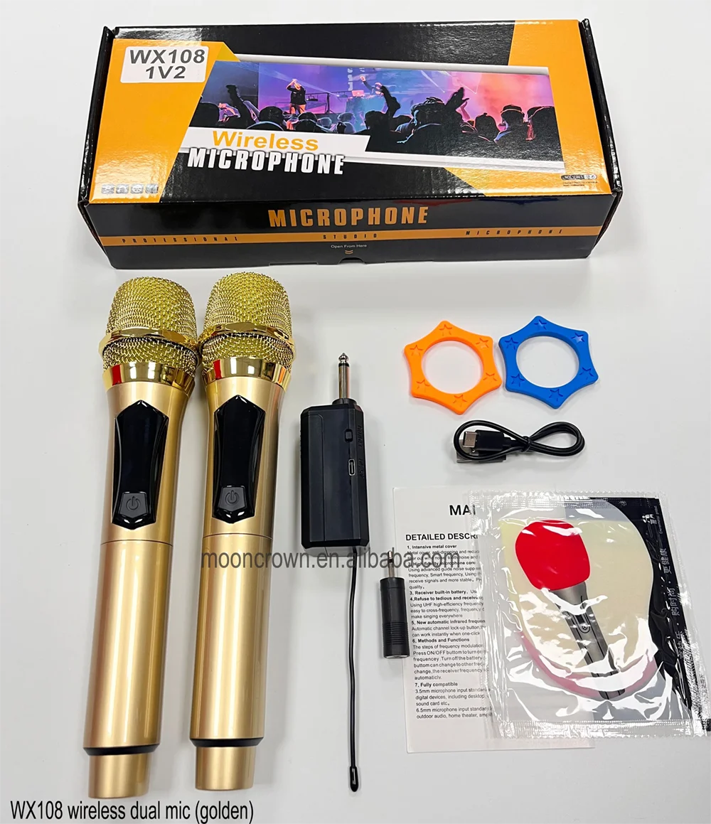 High Quality Professional Wireless Dual Microphones Karaoke for Singing  Cordless Dynamic Microphone System With Rechargeable