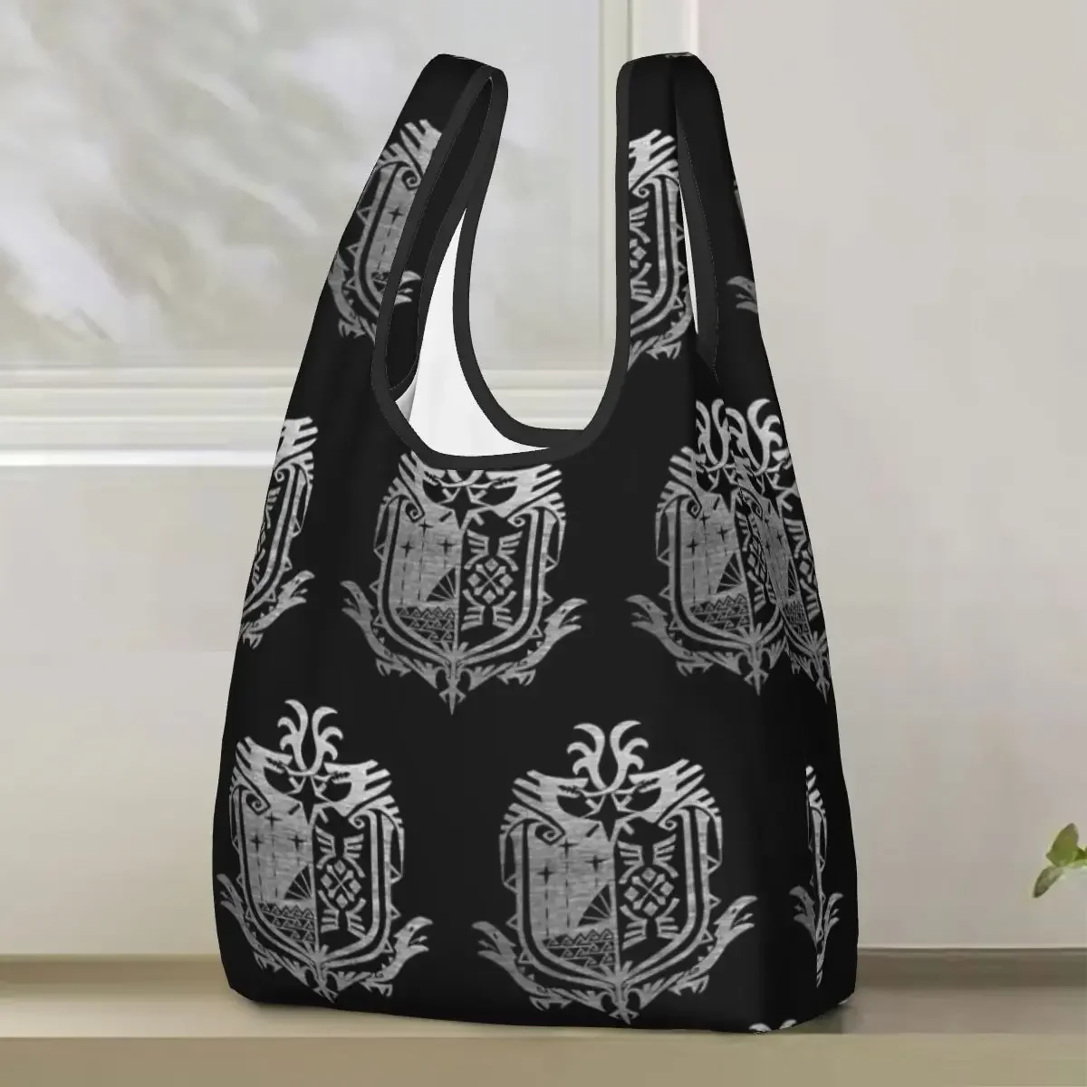 Monster Hunter World Shopping Bag Portable Tote Bags Reusable Shoulder Shopper Bag Groceries Handbag
