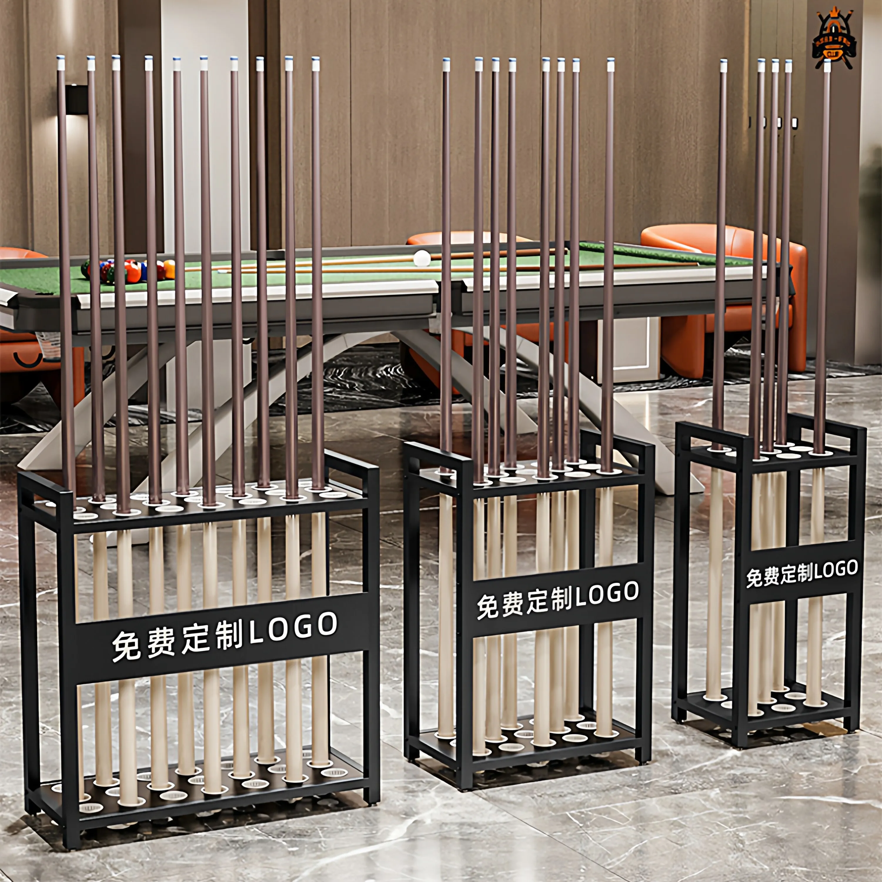 Billiard club holder Floor-to-ceiling cabinet club Male rod Storage and storage Shelves Billiard hall room Club display stand