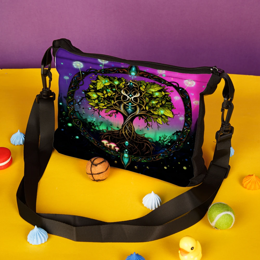1pc Tree Of Life Crossbody Bag Purple And Pink Cosmic Tree Pattern Shoulder Bags For Women Men Travel Daily Use Fashion Pouch