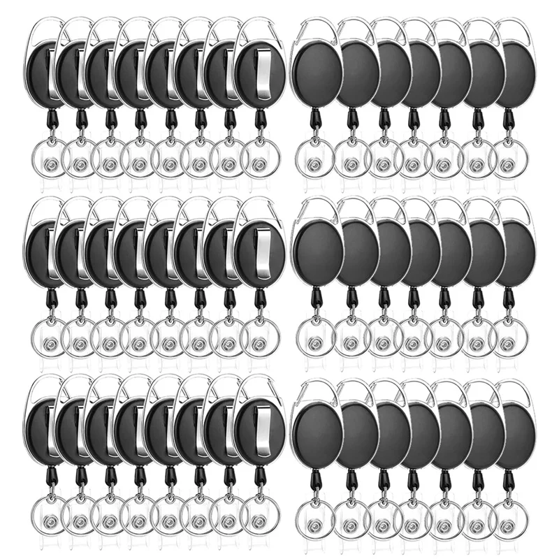 

50-Pack Badge Clip Keychain Easy Pull Buckle Retractable Badge Reel With Carabiner For Office Workers Doctors Nurses