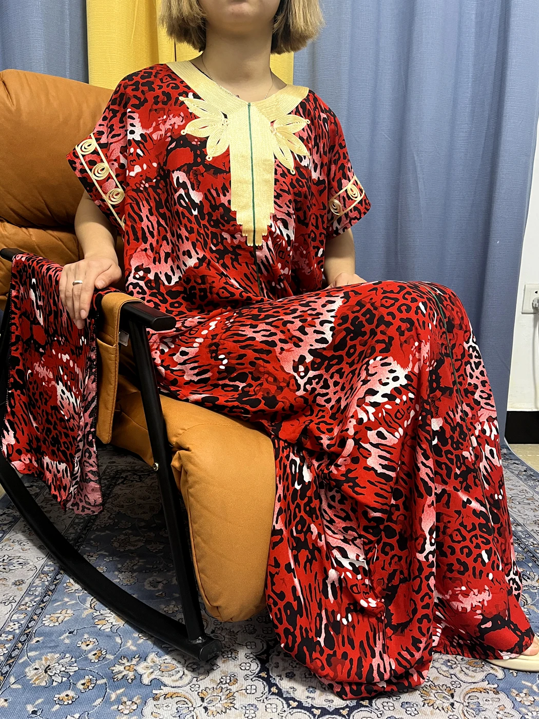 

Abayas For Women 2023 Dubai Islam Djellaba Leopard Print Cotton African Dresses Loose Femme Robe Caftan Marocain With Headscarf