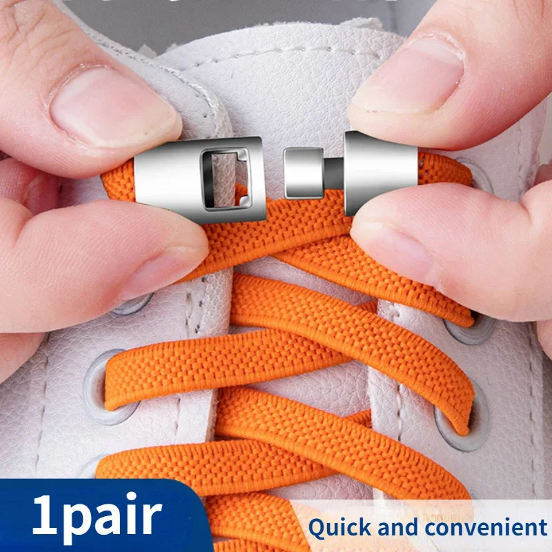 Elastische Schnürsenkel mit Kreuzschnalle für Kinder und Erwachsene, 1 Paar, Ohne Binden, Flache Schnürsenkel für Sneaker