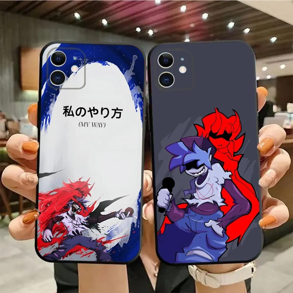 Funda de teléfono FNF silly billy Friday Night Funkin para iPhone15,14,13,12,11,Pro,Max,Plus,Mini,X,XS,XR,8,7,S,Plus,SE, funda negra suave