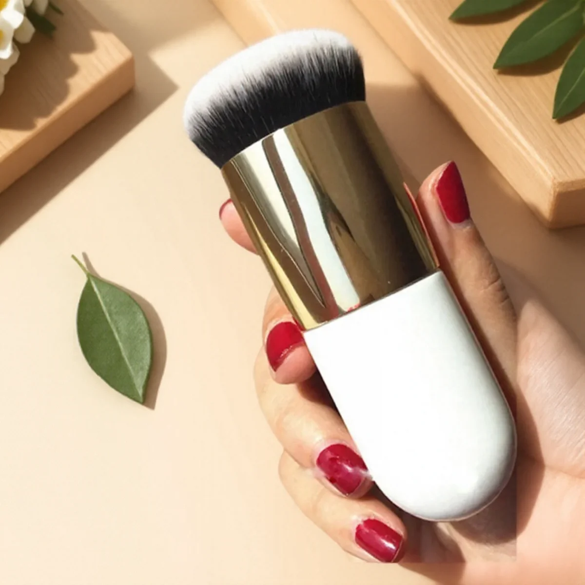 مجموعة فرش مكياج كريمية مسطحة، فرش مكياج احترافية للوجه والخد وأحمر الخدود وكريم الأساس السائب #1