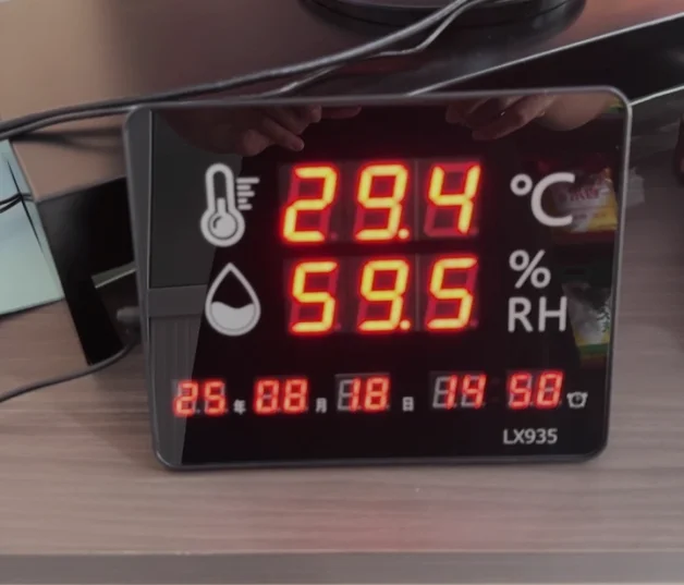 High Precision Digital Wall Mount Temp/Humidity Meter with Clock, Industrial & Home Large Display Hygrometer