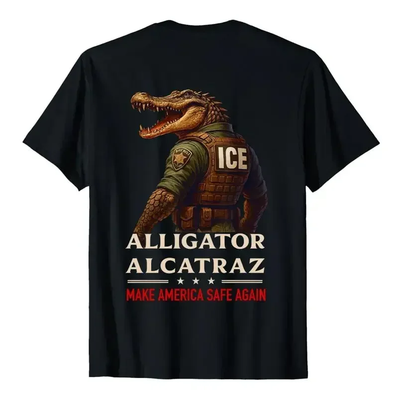 Alligator Alcatraz Ice Nature Äôs Own Border Patrol ON BACK T Shirt Size S 4XL