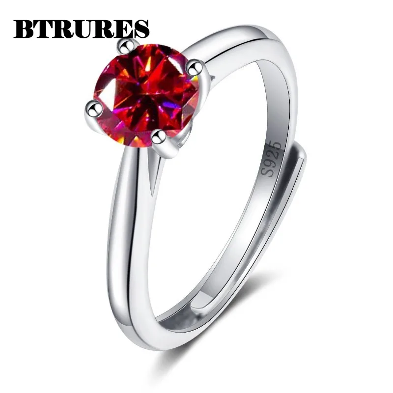 925 Sterling Silver Adjustable Purple Zircon Open Ring