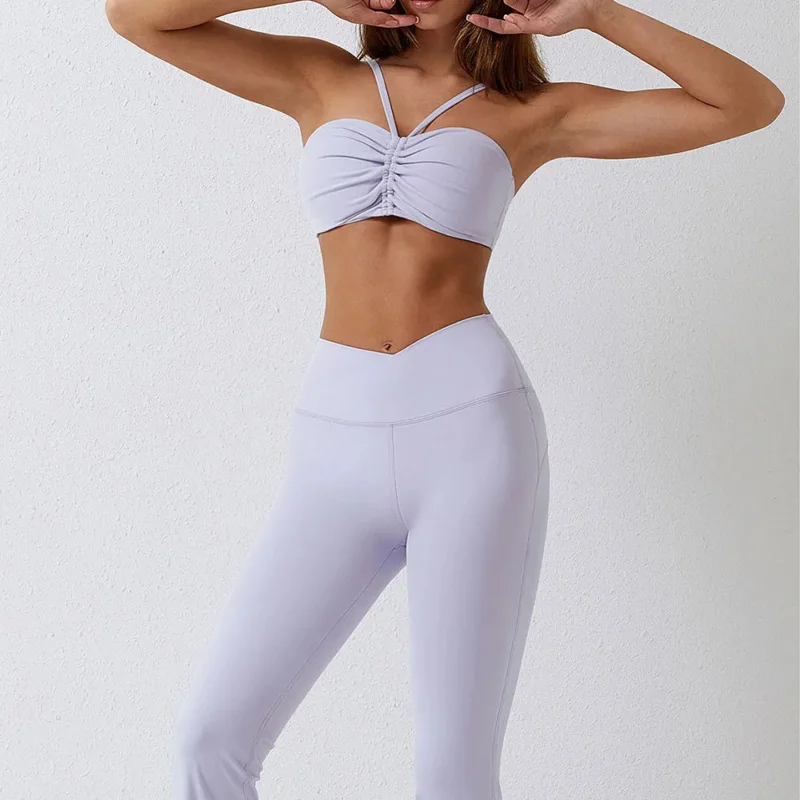 Комплект для йоги из 2 предметов, женская спортивная одежда, комплект для тренировок, спортивная одежда, одежда для фитнеса для женщин, одежда для спортзала, леггинсы с эффектом пуш-ап, спортивный костюм