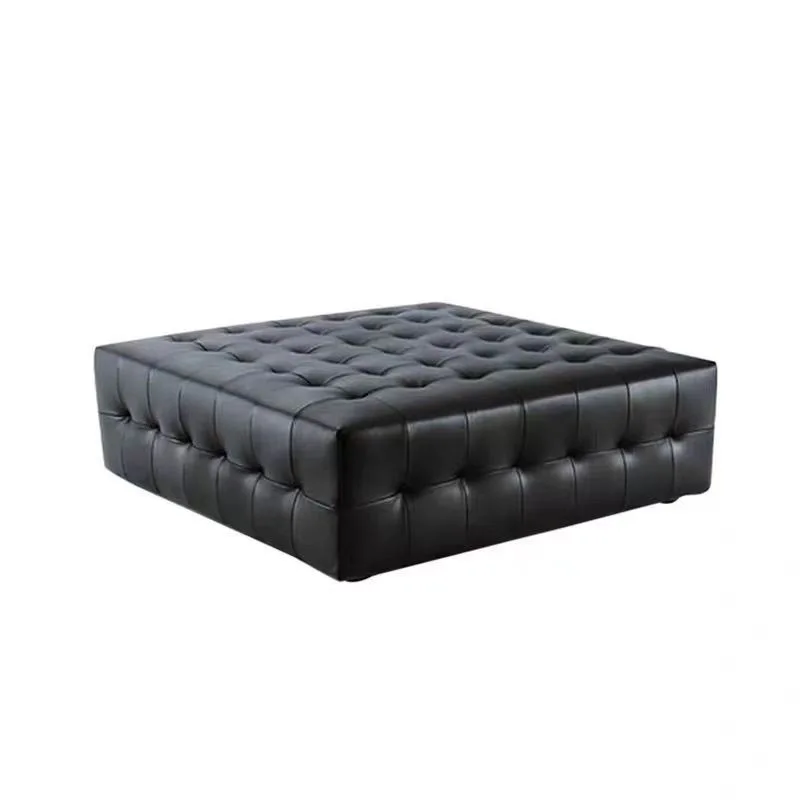 Clothing store simple sofa stool, black leather pier, square shoe changing stool, cloakroom, living room coffee table stool