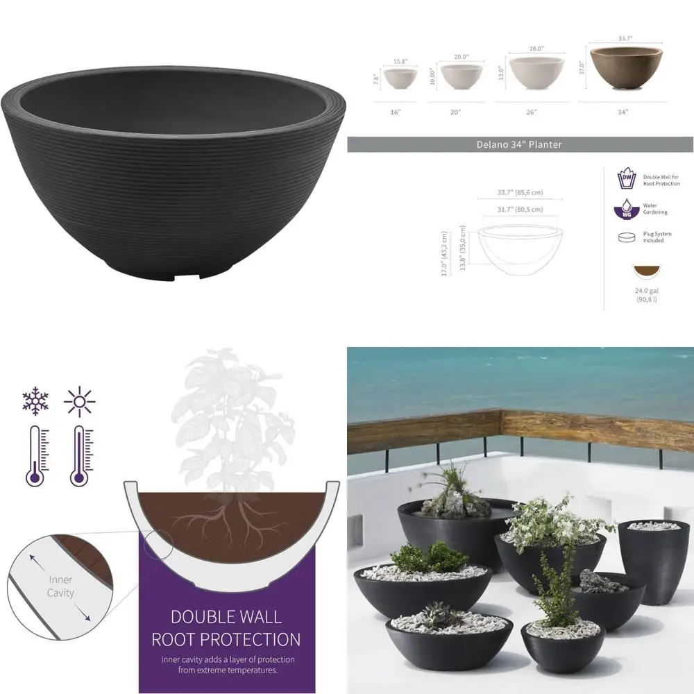 Großer runder flacher Pflanztopf für den Außenbereich für Wassergärten, Bonsai und Sukkulenten – ideal für Gartendekoration und Landschaftsgestaltung