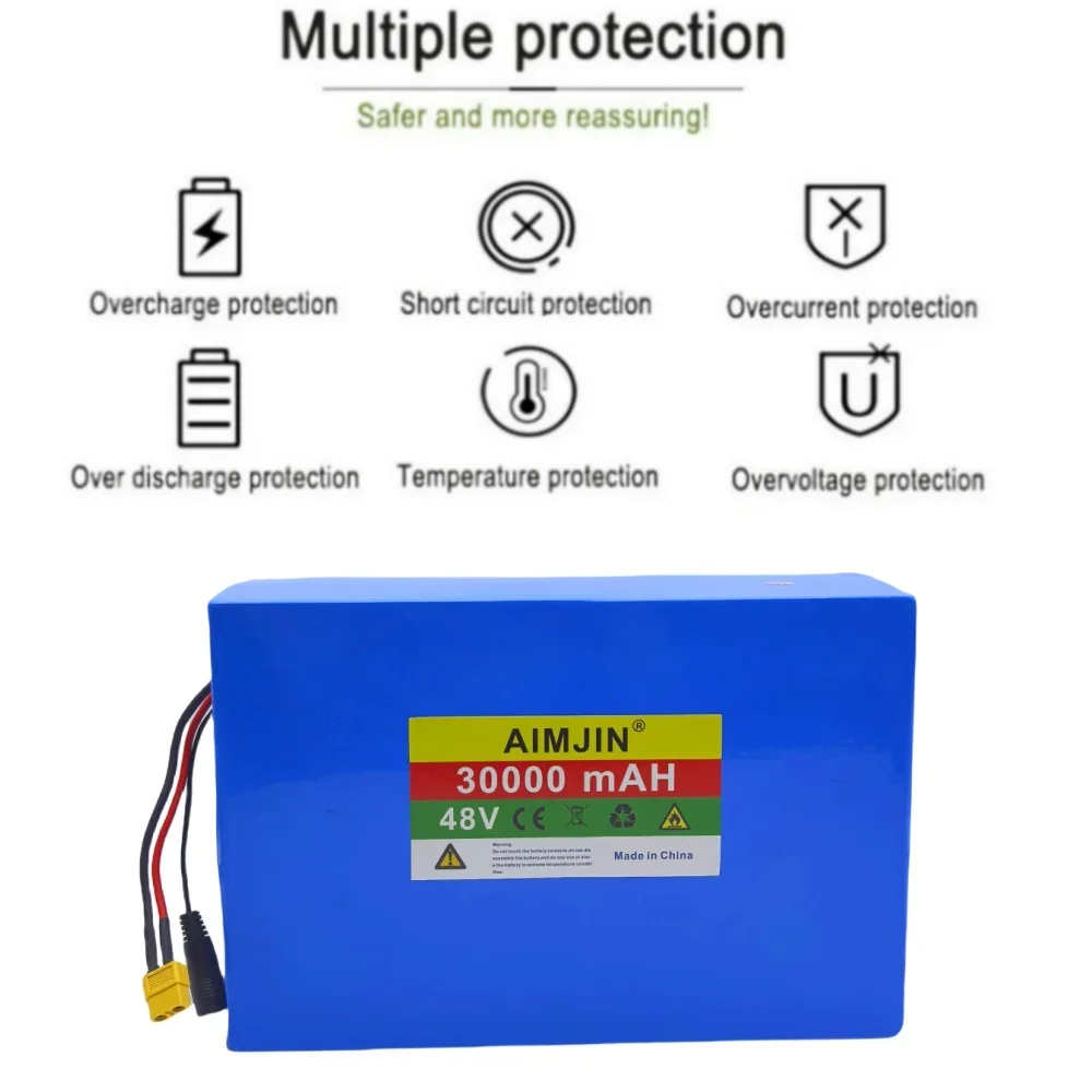 Original 48V 30Ah 13S8P Lithium Battery Pack for Citycoco Motorized Scooter 30000mAh 2000W with Built-in 50A BMS High Capacity