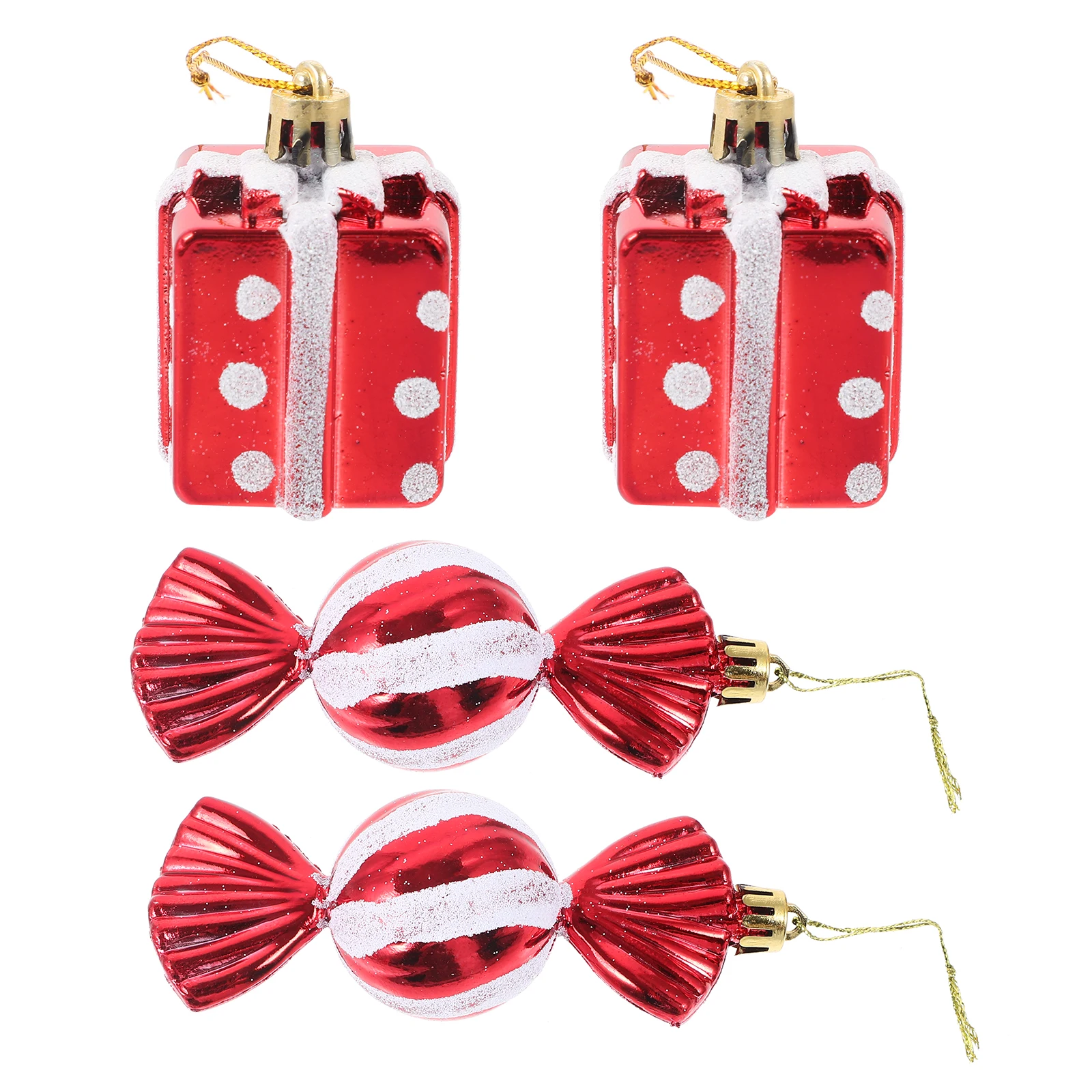 

4pcs Christmas Tree Hanging Ornaments Xmas Tree Pendants Plastic Gift Box Decor Party Favor Wall Door Home Garden
