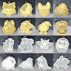 2PCS No Fade Stainless Steel Pendant Cartoon Deer Frog Duck Dragon Pig Original God Anime Charms Accessories For Jewelry Making