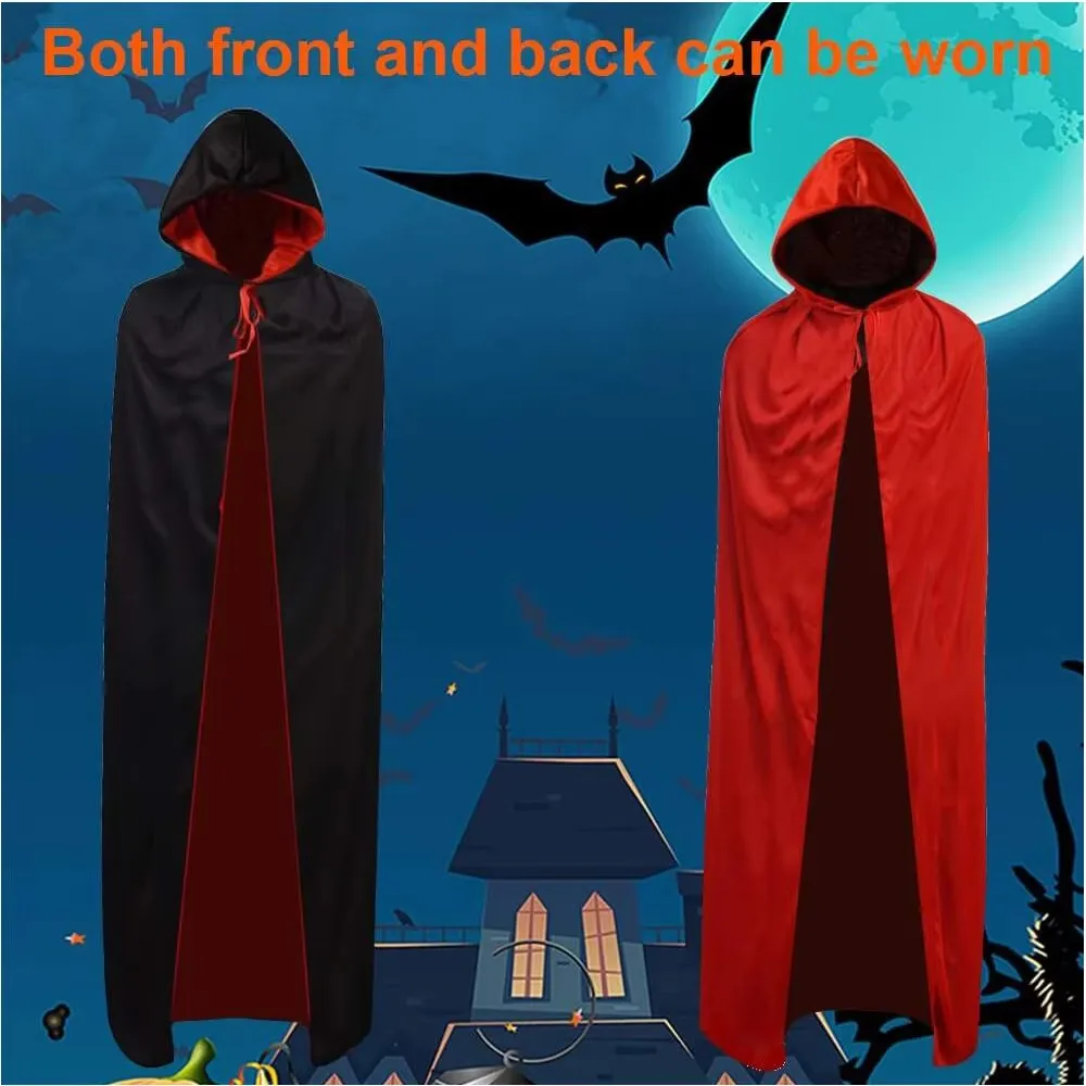 

Cape Stand Collar Cap Reversible Black Red Cape Adult Kids Vampire Cape Halloween Party Cosplay Costume Men Women Clothes
