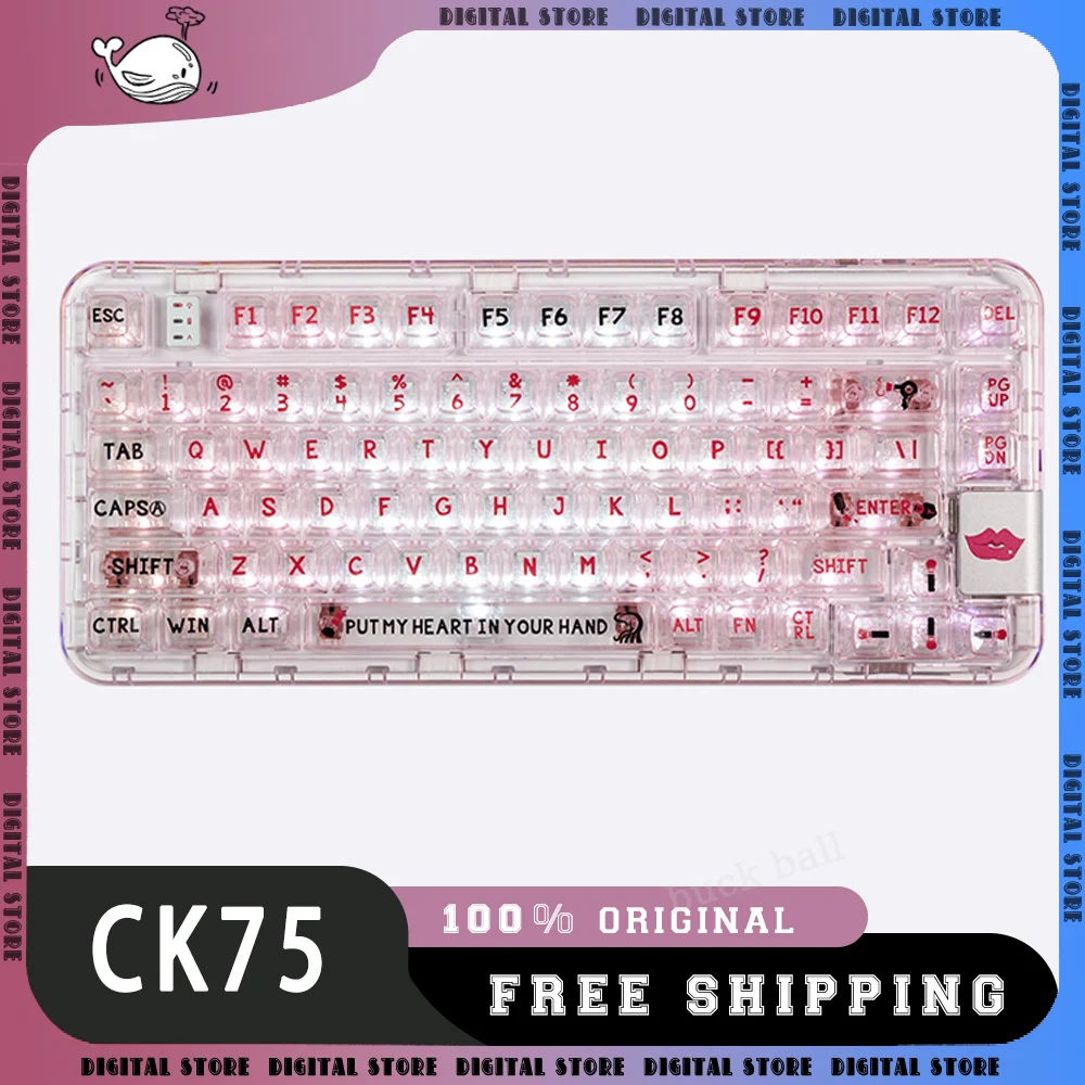 

Coolkiller Ck75 Mechanical Keyboard 3 Mode 2.4G Bluetooth Wireless Keyboards Transparent Hot Swap Pc Gasket Gaming Keyboard Gift