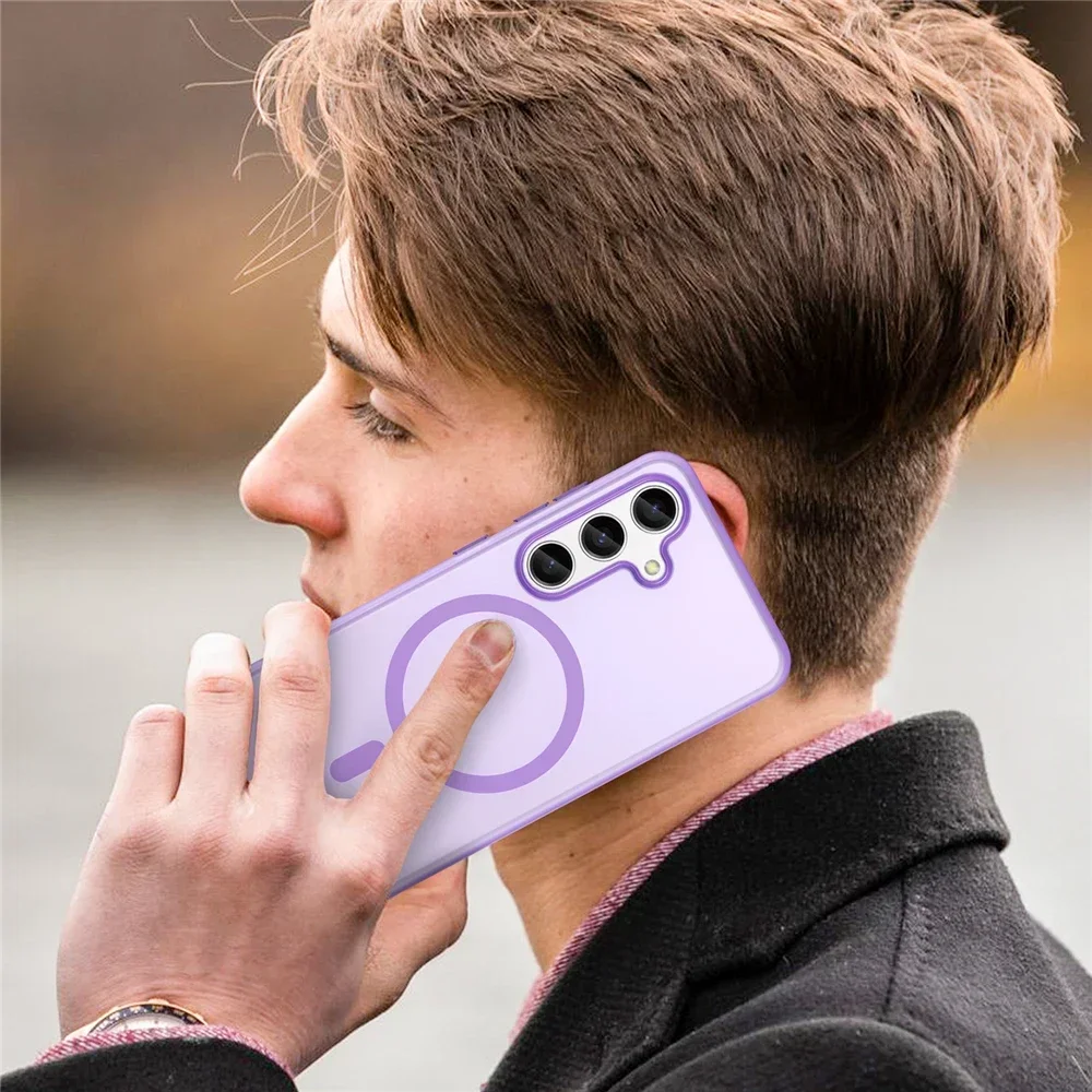 Matte Candy Magnetic Wireless Charge Transparent Case for Samsung Galaxy S25 S24 Ultra Plus FE For Magsafe Shockproof soft Cover