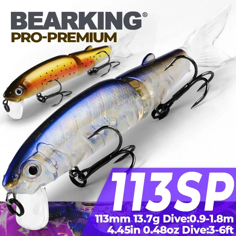 

Bearking-Laser Hard Artificial Bait, Minnow Fishing Lure, Fishing Wobblers, Crankbait Minnows, 3D Eyes, 11.3cm, 13.7g, 1Pc