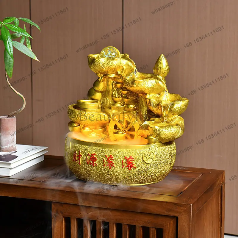 Office feng shui wheel desktop cornucopia entrance flowing water ornament
