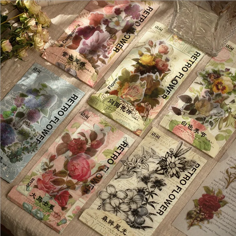 60PCS Flower Shop Series Plant Handbook PVC Diary Sticker Scrapbook Planner Decorative Stationery Sticker