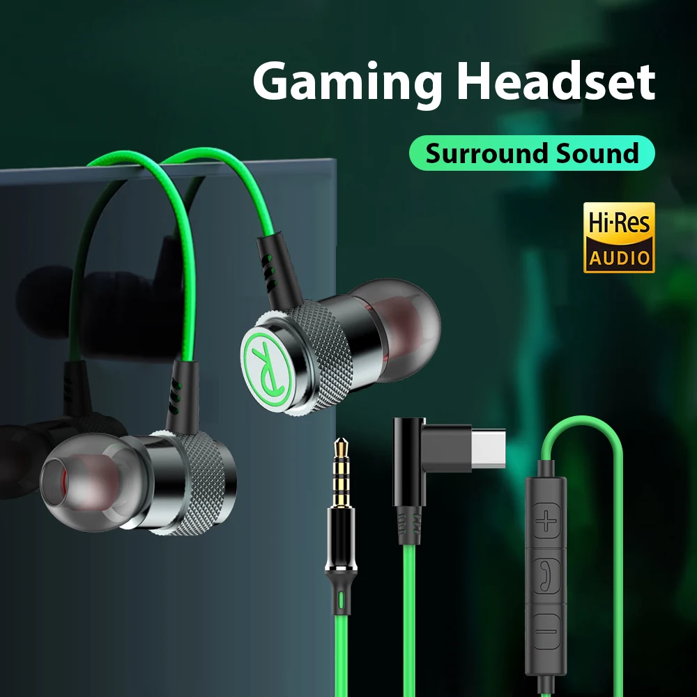 Type C Wired Earphones For Samsung Galaxy S25 24 S23 Ultra Xiaomi USB C 3.5mm Headphones HiFi Bass Stereo In Ear Noise Reduction