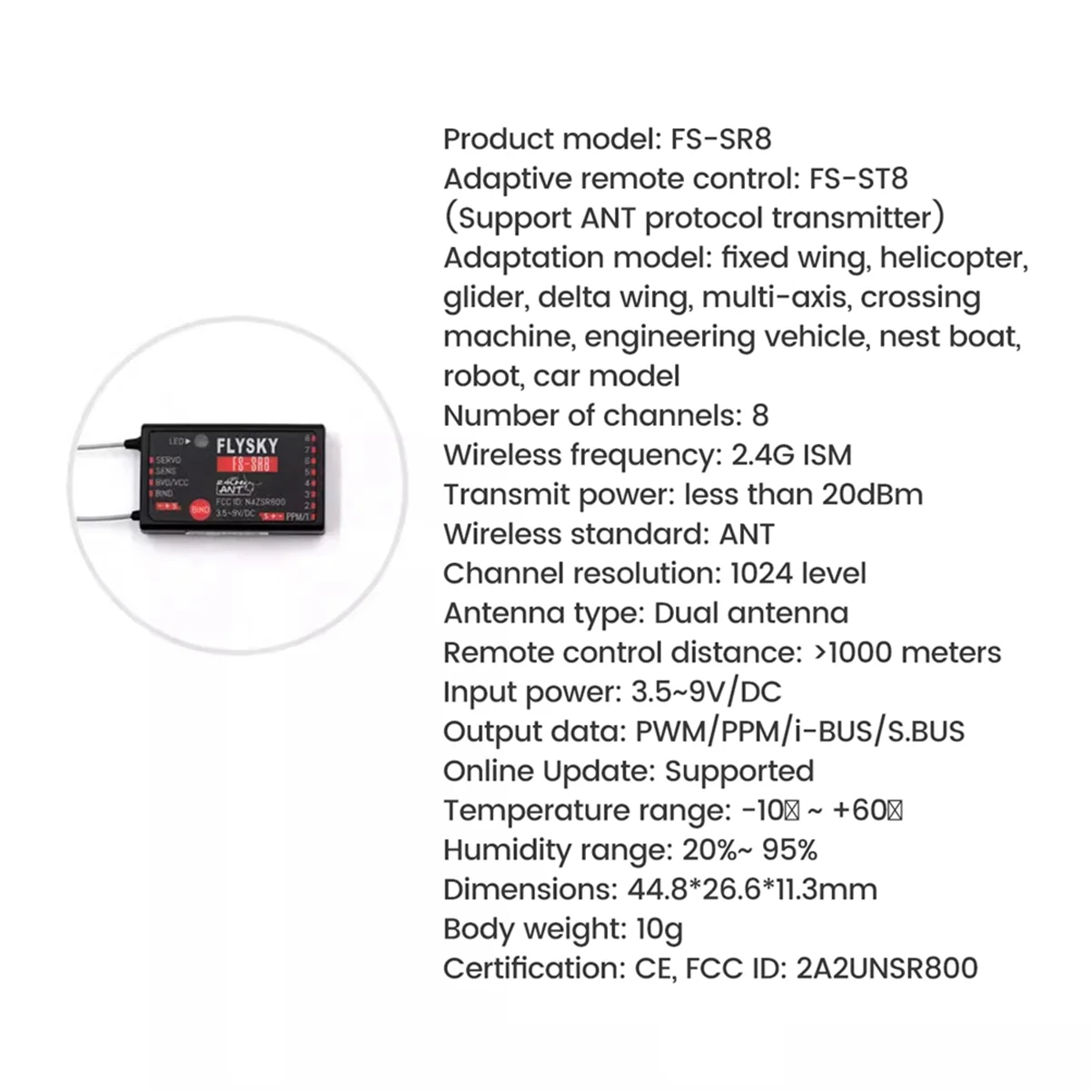 

A72Z -SR8 2.4GHz ANT 8-Channel Mini Receiver Dual Diversity Receiver