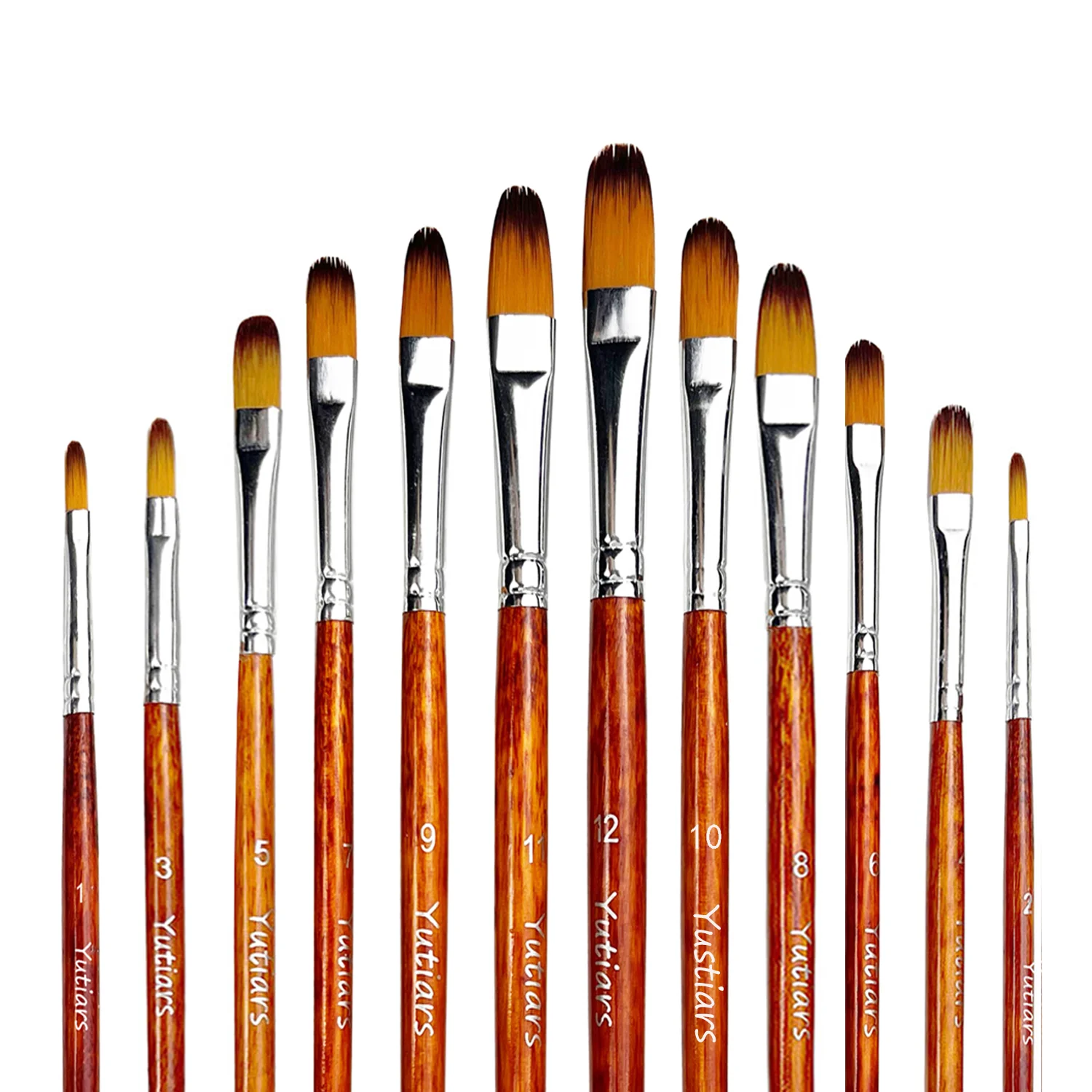 

12pcs Professional Artist Filbert Paint Brush Set - High Quality Anti-Shedding Nylon Hair, for Acrylic, Watercolor, Oil Painting