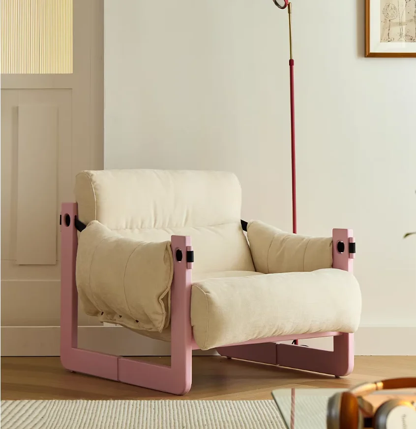 

# Luxury Solid Wood Single Sofa Chair Mid-Century Lazy Accent Chair Home