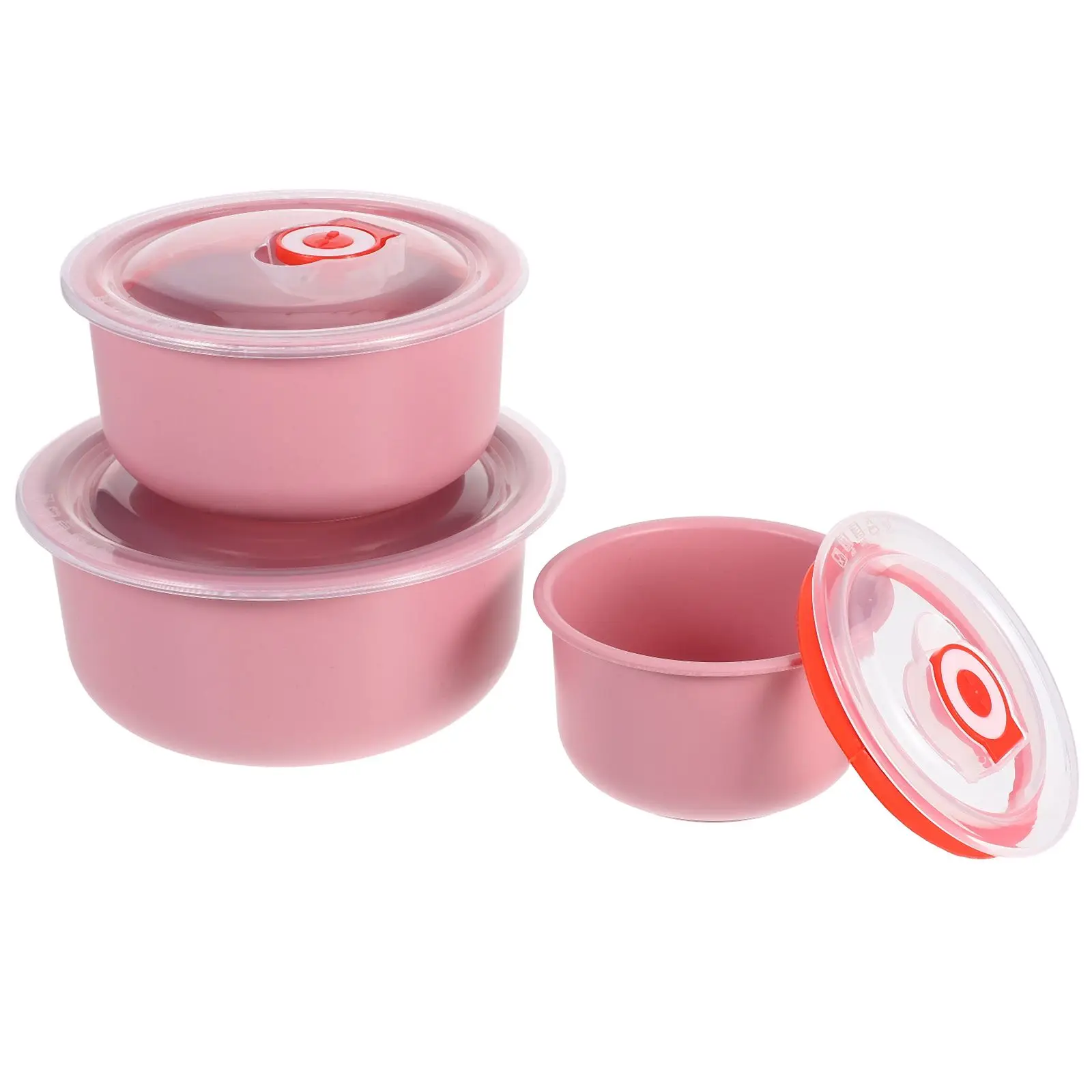 Juego de verduras para carne, contenedores de plástico para almacenamiento de alimentos, cajas de preparación de comida de Pp transparente, despensa redonda para llevar con tapa, 3 uds.