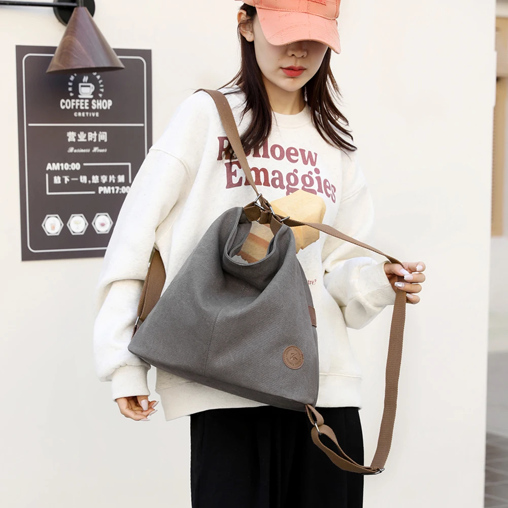 Women Convertible Backpack with Zipper Pocket Simple Tote Handbag Multifunctional Fashion Backpack Female Daily Backpack