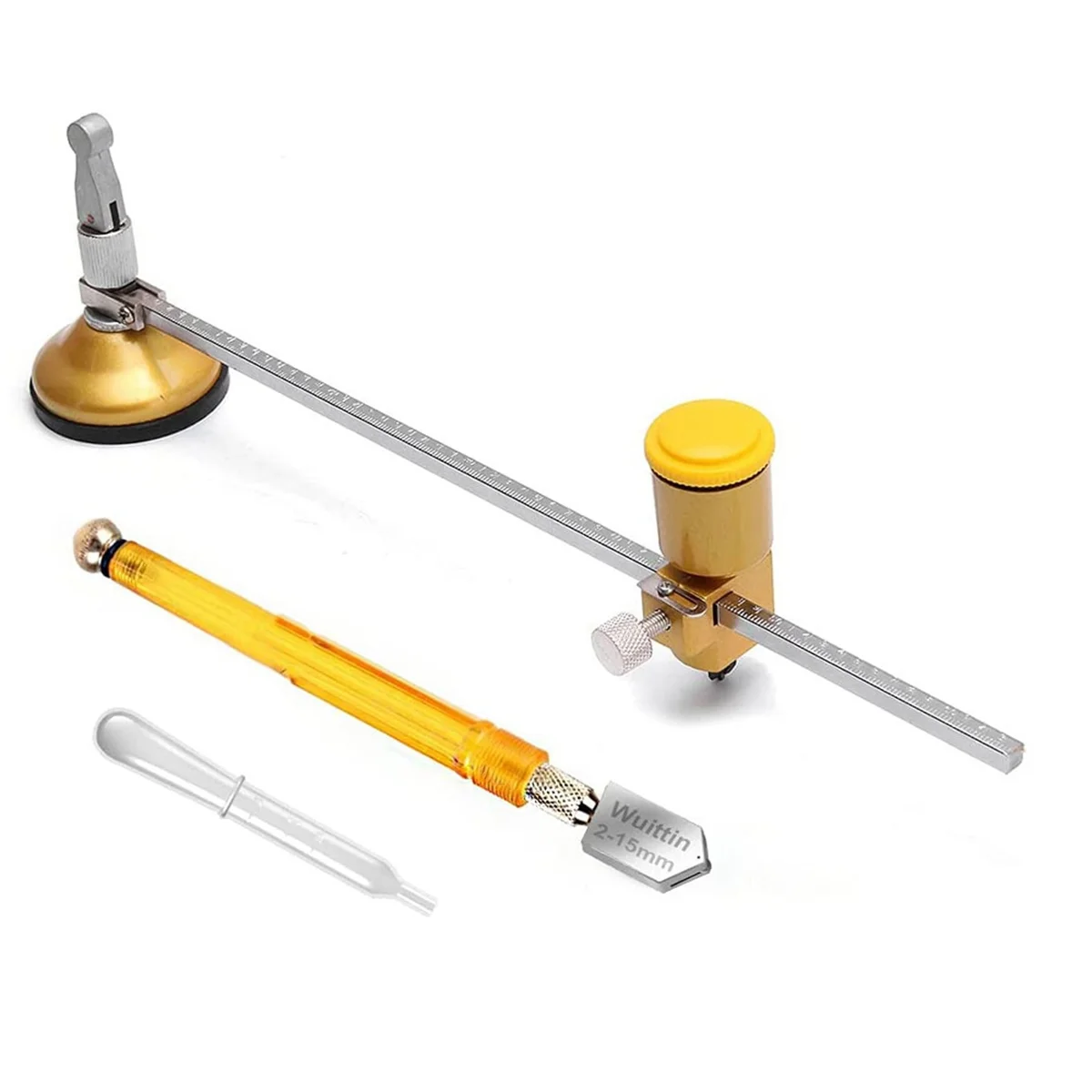 Circular Glass Cutter with Suction Cup Adjustable Circular Glass Cutter Tool Kit with a Glass Cutter (40cm)