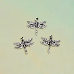 20pcs/Lot 17x18mm Vintage Dragonfly Charms Insect Pendant For DIY Earring Necklace Jewelry Making Findings Supplies Accessories