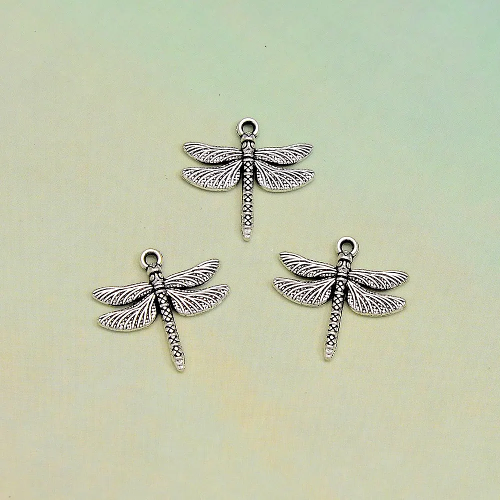 20pcs/Lot 17x18mm Vintage Dragonfly Charms Insect Pendant For DIY Earring Necklace Jewelry Making Findings Supplies Accessories