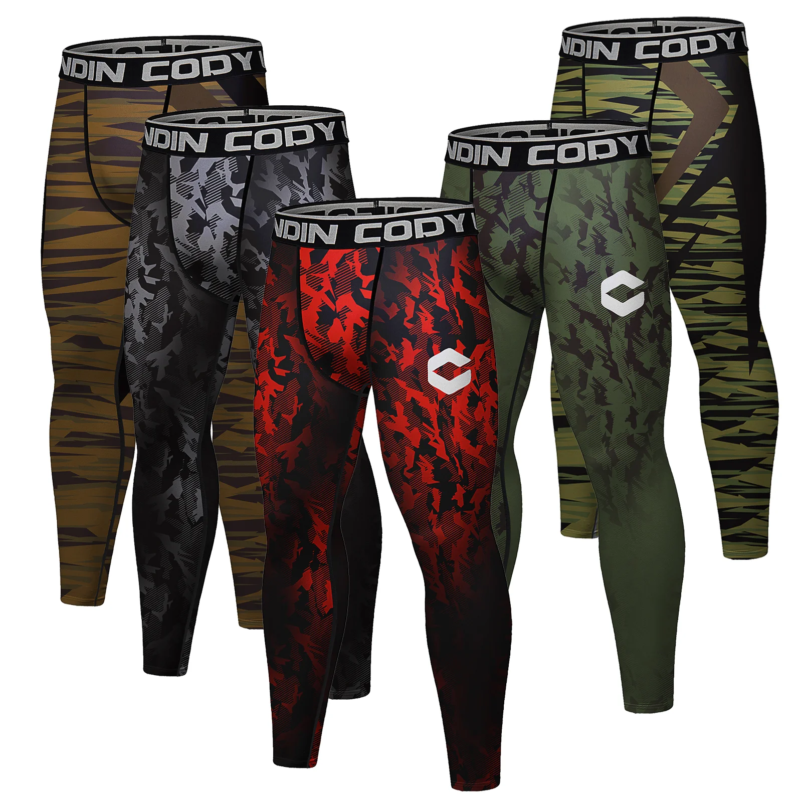 Camouflage Herren Kompressionshose Athletische Leggings ohne Tasche UV-Sonnenschutz Reithose Stretch Gym Fitness Strumpfhosen