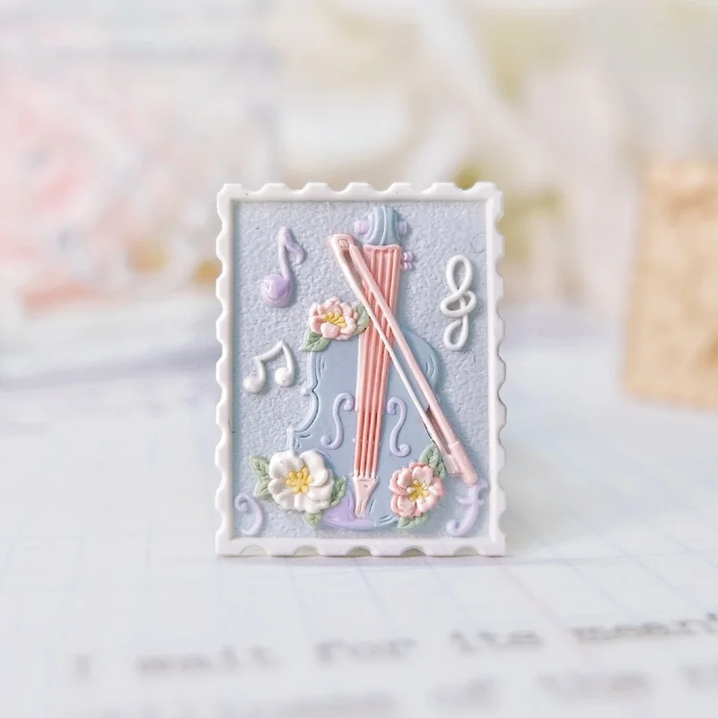 Violin Fire Seal Stamp Copper Head Special-Shaped Multi-Layer 3d Frosted Relief Wax Seal Stamp Carved Brass Head Seal Stamp Toy