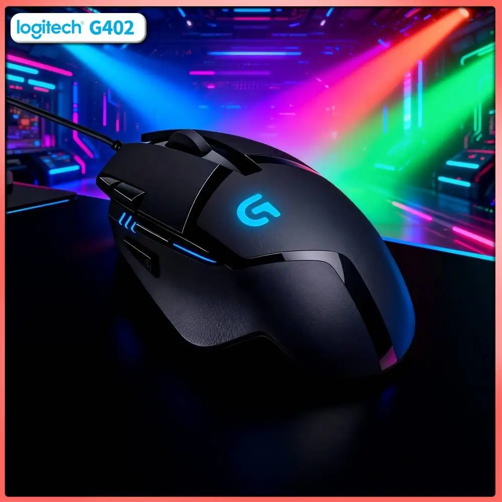 Logitech G402 Hyperion Fury Mouse 4000 DPI On-the-Fly Switch 8 Programmable Buttons Anti-Slip Design for Gamers