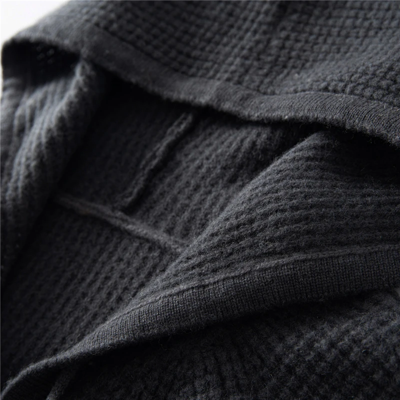 

Мужской кардиган MVLYFLRT 2026 из 100% мериносовой шерсти с капюшоном на молнии, утолщенный, повседневный, свободный, теплый, вязаный, для осени и зимы