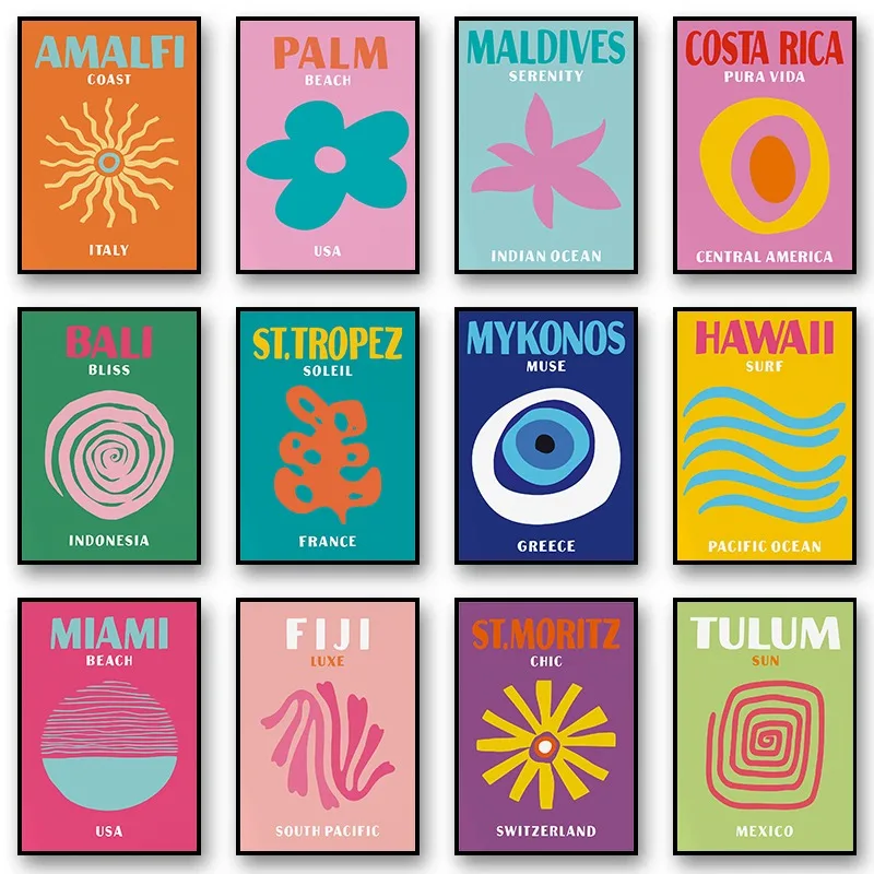 Abstrakte bunte exotische Reise trend ige Hawaii Bali Poster und Drucke Leinwand druck Wand kunst Bild für Wohnzimmer Wohnkultur