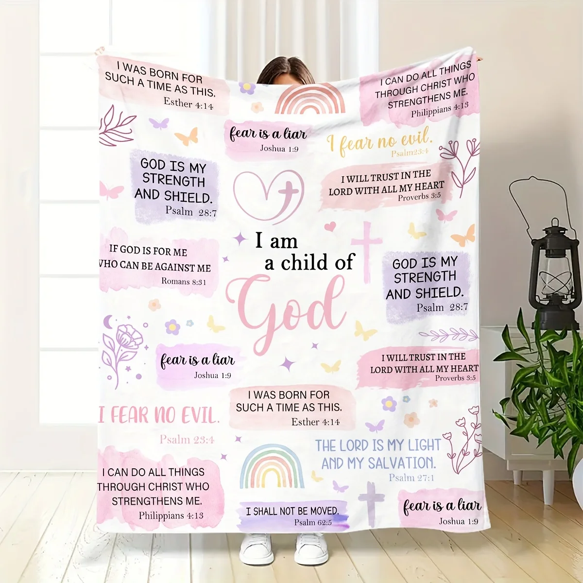 

1PC Creative Christian Letter Printed Blanket, Modern Style Blanket, Outdoor Blanket, Travel Camping Blanket, Soft Comfort