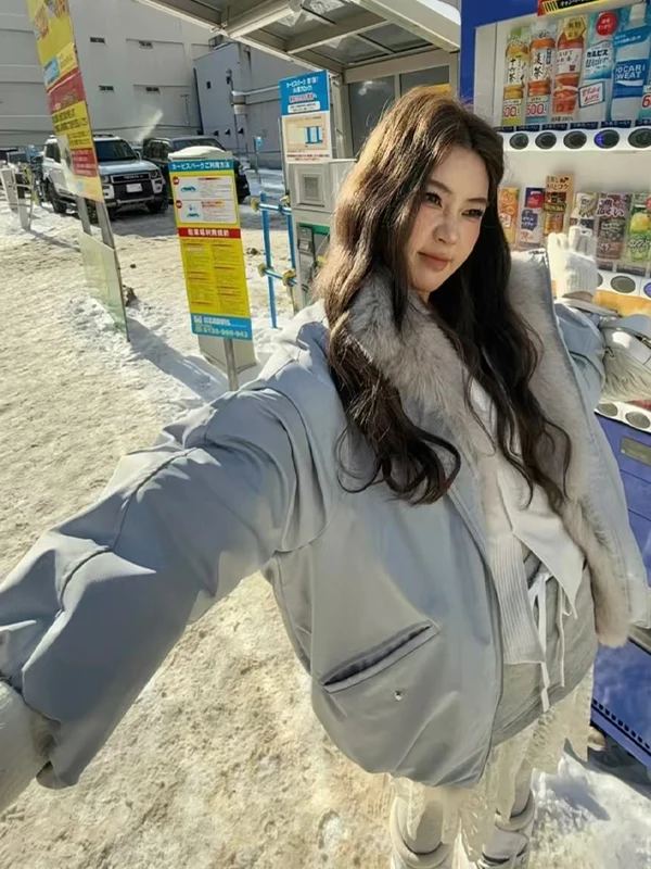 

Женское зимнее пальто из хлопка с отстегивающимся воротником из искусственного меха, свободного кроя, корейский стиль, коллекция 2025