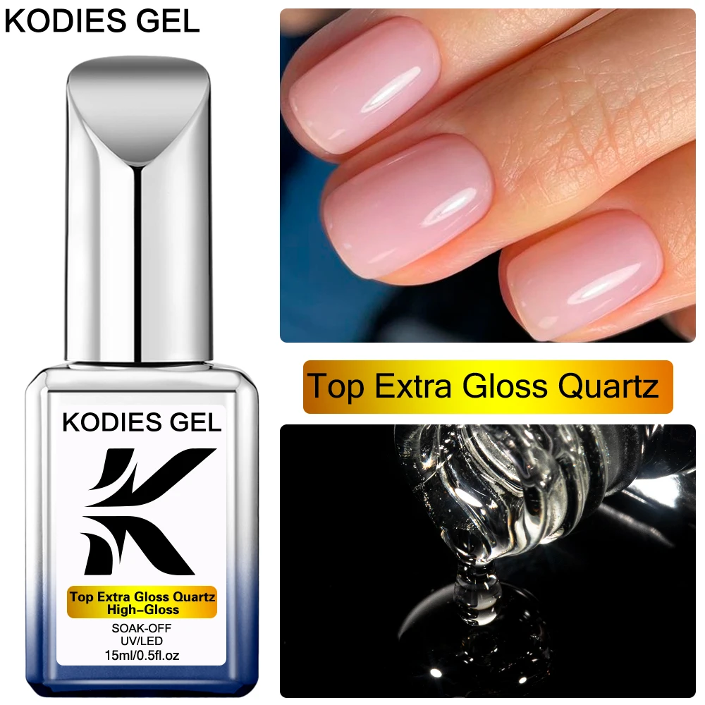 KODIES GEL Nail Gel Polish Super Shine Top Coat No Wipe Semi Permanent UV Sealer Transparent Diamond Topcoat Tempered Gellak
