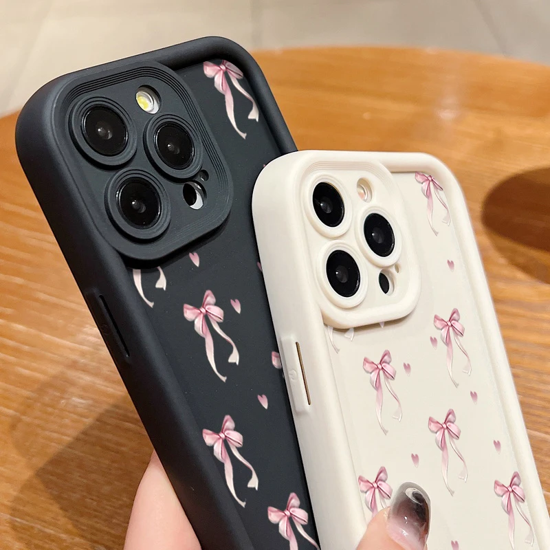 Stoßfeste, mit rosa Schleifenmuster bedruckte Hülle für iPhone 18 Pro Max, 17, 17e, 16, 15, 14, 13, 12, 11 Pro Max, 16e – weiche Silikon-TPU-Handyhülle. – Detail 5