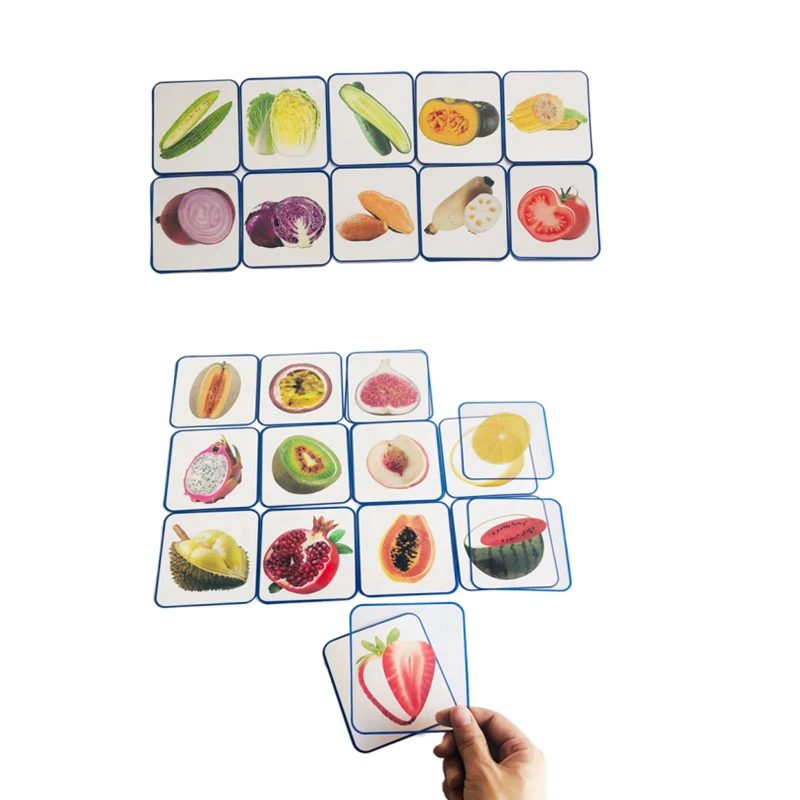 Montessori Language Game for Children Vegetable/ Fruit Cognitive Cards Sorting and Matching Toys Early Childhood Education