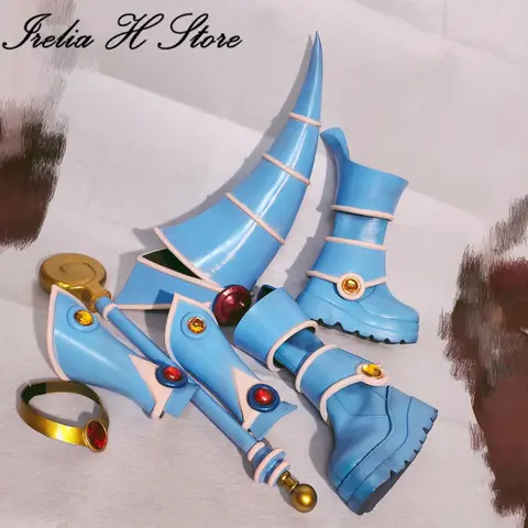 Irelia H Özelleştirilmiş koyu sihirbaz kız yu gi oh Anime Cosplay Kostüm şapka çizmeler değnek