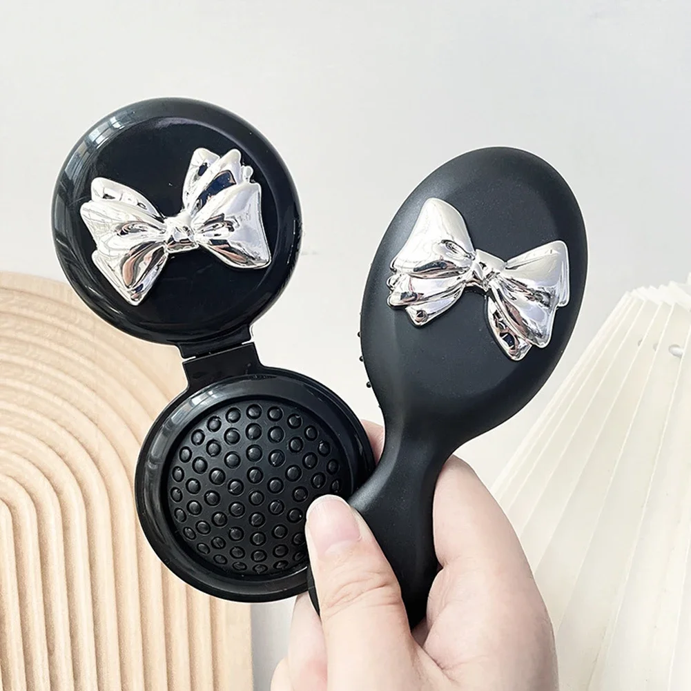 مشط تدليك لطيف قابل للطي مع مرآة مكياج للسفر وسادة هوائية بلاستيكية محمولة ومشط صغير وفرشاة شعر وربطة عنق ومشط وسادة هوائية